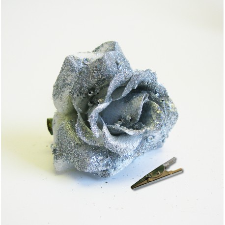 Um. Růže klips 7,5 cm stříbrná ks